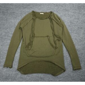 Aakasha Tunic Top Women's XS Green Drawstring Distressed Peasant Zippers